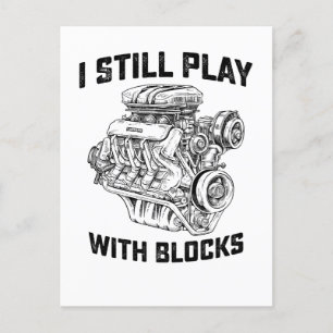まだブロックで遊んでる カーメカニック インビテーションポストカード