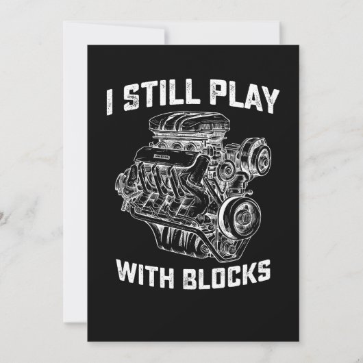 まだブロックで遊んでる 車のメカニック 招待状 (正面)
