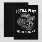 まだブロックで遊んでる 車のメカニック 招待状 (正面/裏面)