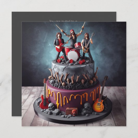 まだロッキング、おもしろい高齢者誕生祝い 招待状 (正面/裏面)