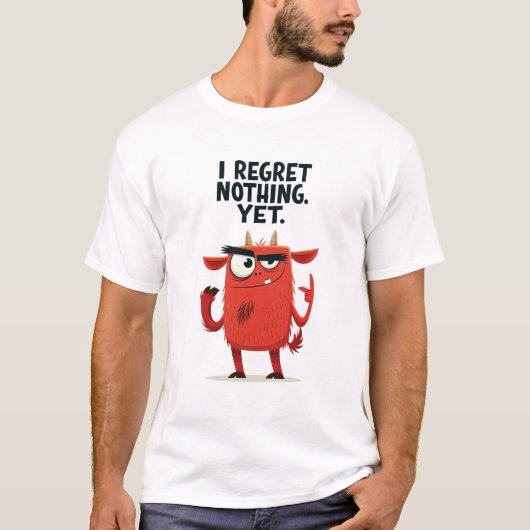 まだ何も後悔していない Funny Chaotic Goat キャラクター Tシャツ (正面)