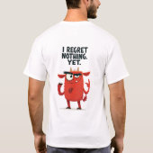 まだ何も後悔していない Funny Chaotic Goat キャラクター Tシャツ (裏面)