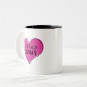 「まだ女扱いにく性」ハートピンク/ブラック ツートーンマグカップ (正面左)