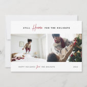 まだ家で休暇を過ごす |おもしろい 2枚の写真 シーズンカード (正面)