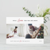 まだ家で休暇を過ごす |おもしろい 2枚の写真 シーズンカード (スタンド正面)