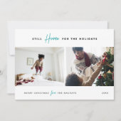 まだ家で休暇を過ごす |おもしろい 2枚の写真 シーズンカード (正面)