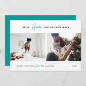 まだ家で休暇を過ごす |おもしろい 2枚の写真 シーズンカード (正面/裏面)