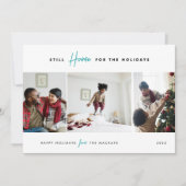 まだ家で休暇を過ごす |おもしろい 3枚の写真 シーズンカード (正面)