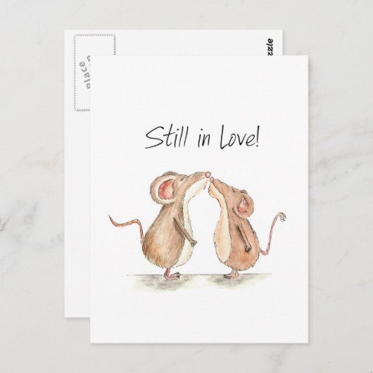 まだ愛- 2つのかわいくキスをするなネズミで ポストカード (正面/裏面)