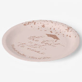 まだ最高のバラ金ゴールドの来パーティーピンク ペーパープレート (アングル)