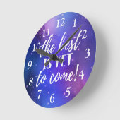 まだ最高の引用文し来て前向きいる ラウンド壁時計 (傾斜)