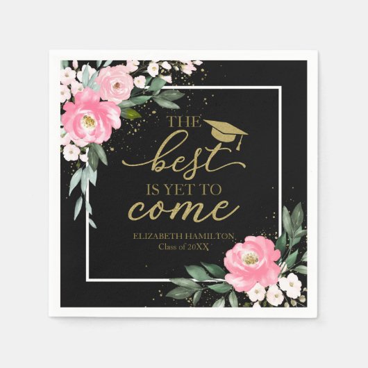 まだ最高の熱いピンククのフローラグラードパーティー スタンダードカクテルナプキン (正面)