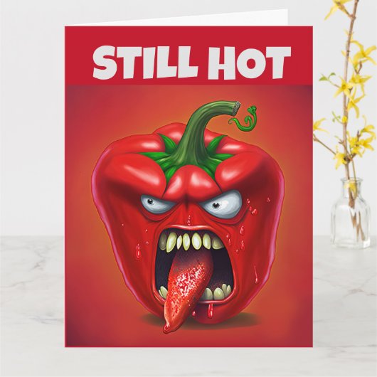 まだ熱い地獄のようなおもしろい誕生日オーバーサイズカード カード (黄色い花)