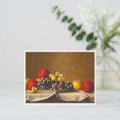 まだ生きている、リンゴ、ぶどう、果物 ポストカード (スタンド正面)