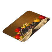 まだ生きている、リンゴ、ぶどう、果物 マグネット (左側)