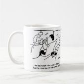 まだ着いた?イライラした子ども コーヒーマグカップ (左)