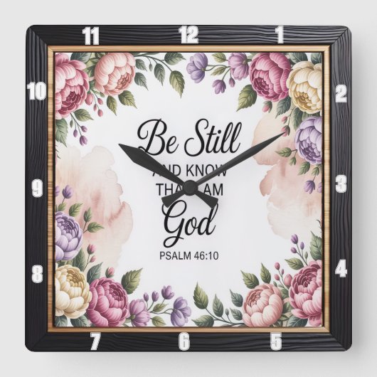 まだ神のフローラ スクエア壁時計 (正面)
