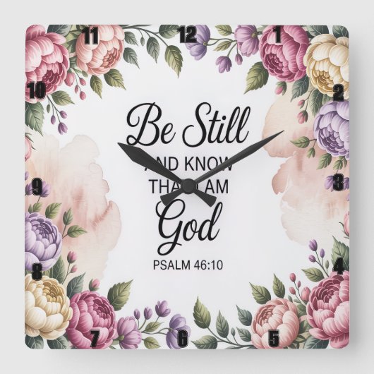 まだ神のフローラ スクエア壁時計 (正面)