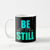 まだ神の詩篇46青を知っている コーヒーマグカップ (左)