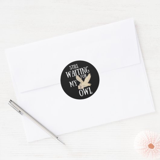 まだ私のフクロウおもしろい魔法の学校手紙を待っている ラウンドシール (封筒)