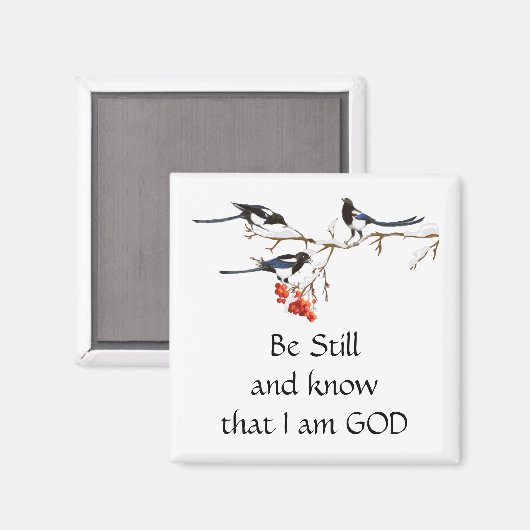 まだ私は神である知っている可愛いマグピー冬の鳥 マグネット (正面/裏面)