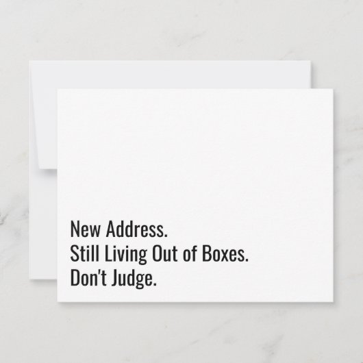 まだ箱の中から生きている、おもしろカードを判断しない ノートカード (正面)