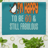 まだ素晴らしい60番目の誕生日ペンギン キッチンタオル (折り畳み)