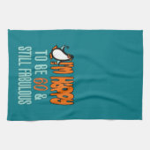 まだ素晴らしい60番目の誕生日ペンギン キッチンタオル (横)