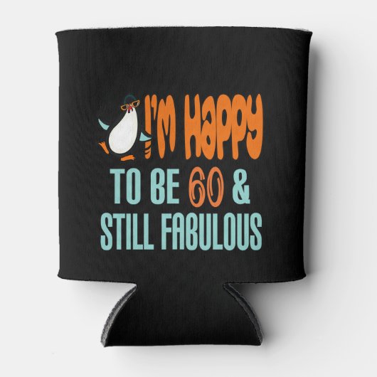 まだ素晴らしい60番目の誕生日ペンギン 缶クーラー (正面)