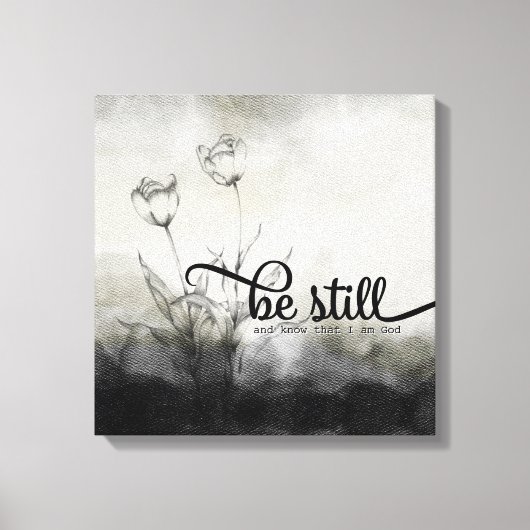 まだ聖書の引用文とチューリップ キャンバスプリント (正面)
