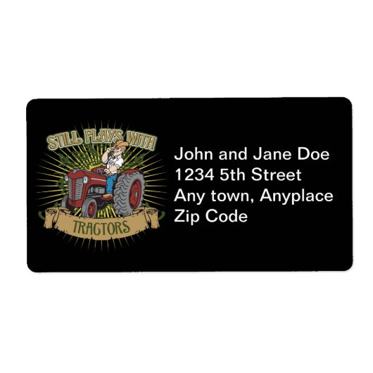 まだ赤遊いトラクターを持つ ラベル (正面)