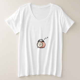 まだ起きないよ 眠い目覚まし時計のキャラクター プラスサイズTシャツ