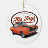 まだ遊おもちゃの車を持つ セラミックオーナメント (左)