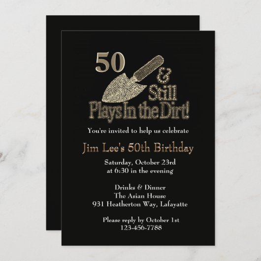 まだ遊土園芸任意の年齢の誕生日 招待状 (正面/裏面)