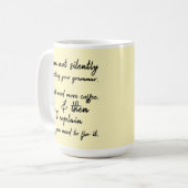 まだ静かに文法を修正していない、黄色 コーヒーマグカップ (正面左)