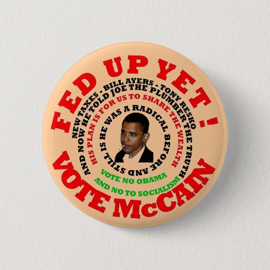 まだ食べ物を与えられる、投票mccain 缶バッジ (正面)
