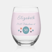 まだ50で素晴らしい名前を追加フローラ緑 ステムなしワイングラス (正面)