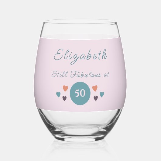 まだ50で素晴らしい名前を追加フローラ緑 ステムなしワイングラス (正面)