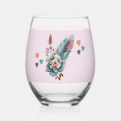 まだ50で素晴らしい名前を追加フローラ緑 ステムなしワイングラス (裏面)