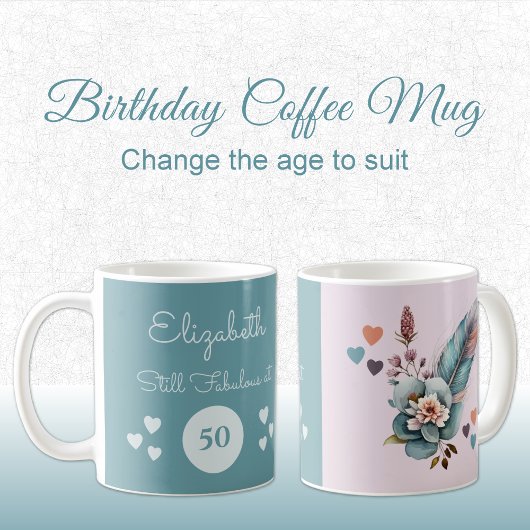 まだ50歳の誕生日で素晴らしいフローラグリーンピンク コーヒーマグカップ