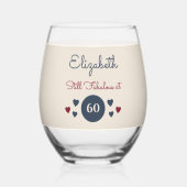 まだ60で素晴らしい名前を追加フローラ青 ステムなしワイングラス (正面)