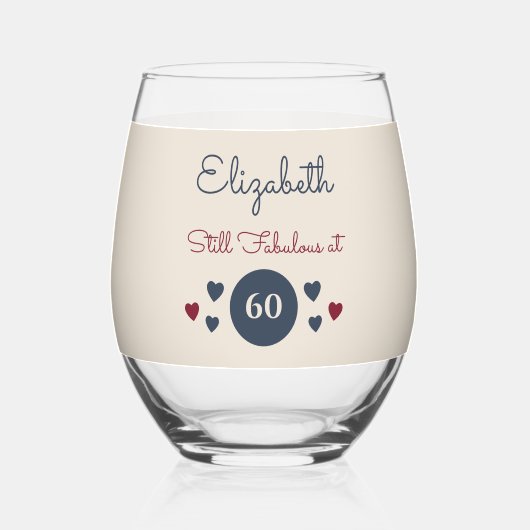 まだ60で素晴らしい名前を追加フローラ青 ステムなしワイングラス (正面)