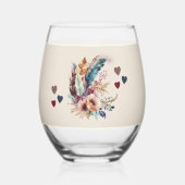 まだ60で素晴らしい名前を追加フローラ青 ステムなしワイングラス (裏面)