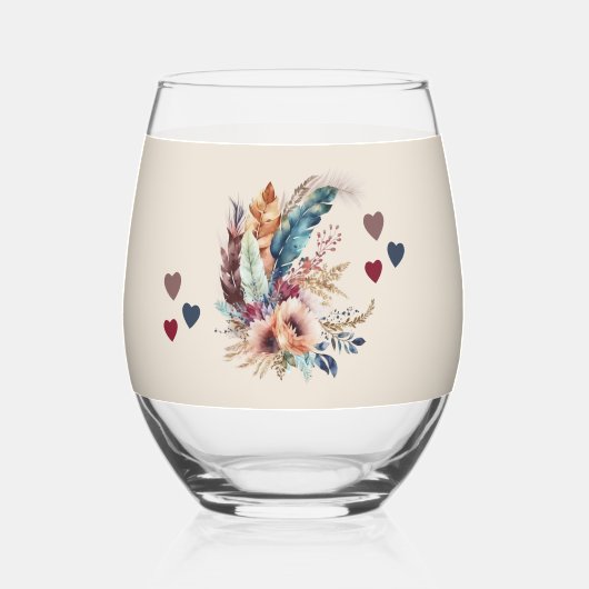 まだ60で素晴らしい名前を追加フローラ青 ステムなしワイングラス (裏面)