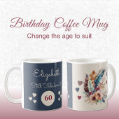 まだ60歳の誕生日のフローラブルークリームで素晴らしい コーヒーマグカップ