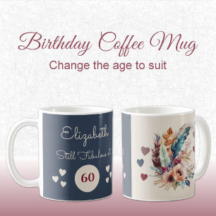 まだ60歳の誕生日のフローラブルークリームで素晴らしい コーヒーマグカップ