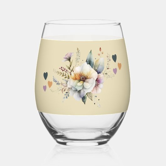 まだ70で素晴らしい名前を追加フローラオレンジ ステムなしワイングラス (裏面)