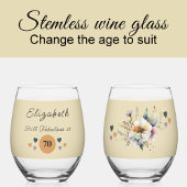 まだ70で素晴らしい名前を追加フローラオレンジ ステムなしワイングラス