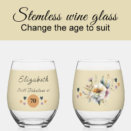 まだ70で素晴らしい名前を追加フローラオレンジ ステムなしワイングラス
