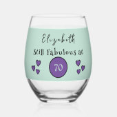 まだ70名紫の緑ですばらしい ステムなしワイングラス (正面)